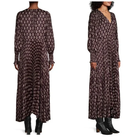 NWT Rebecca Taylor Zia Fleur Pleated Maxi Dress - Picture 4 of 16